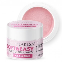 Claresa żel budujący Soft&Easy Glam Pink- drobinki 45g