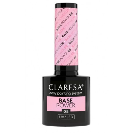 CLARESA BAZA POWER HYBRYDOWA 08 róż z perłą i efektem  lipglossnails