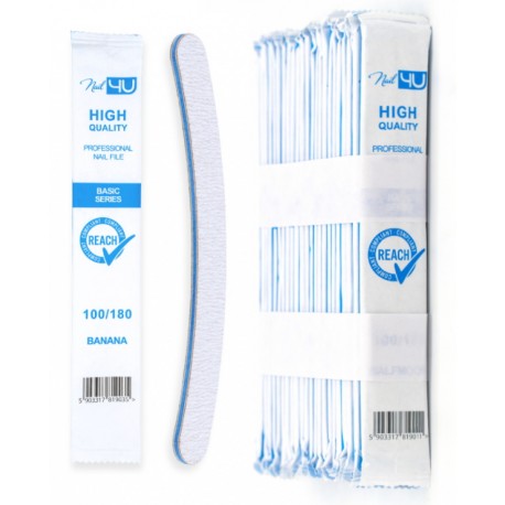 10x Pilnik do paznokci Nail4u BASIC BANAN 100/180  Pakiet Bezpieczny