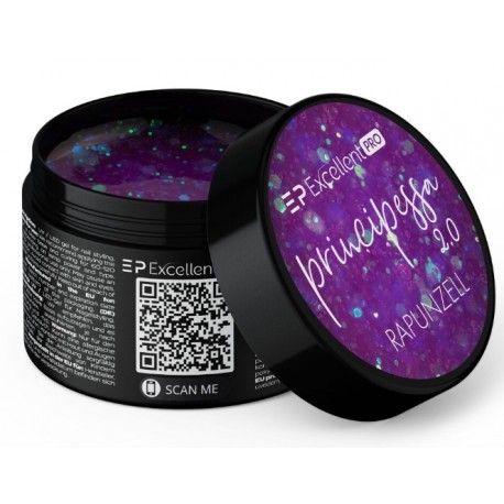 Excellent PRO Żel LED/UV Principessa 2.0 RAPUNZELL 15g Hexagon Fiolet