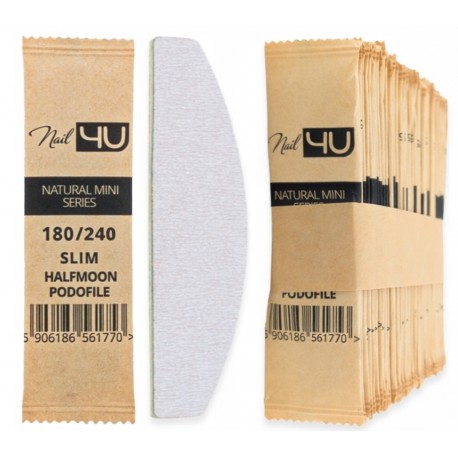 NAIL4U Podofile Pilnik Natural Mini Łódka Slim 180/240 - 50 szt