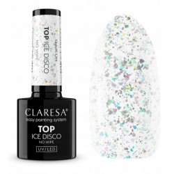 Claresa Top No Wipe Ice Disco 5 ml Srebrny brokat